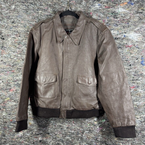 Vintage Mossi Jacket Mens Medium Genuine Leather Bomber‎ Brown Suede - Picture 1 of 13